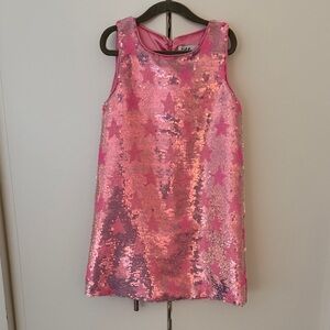 Lola & The Boys Pink with star patter Sequin Dress